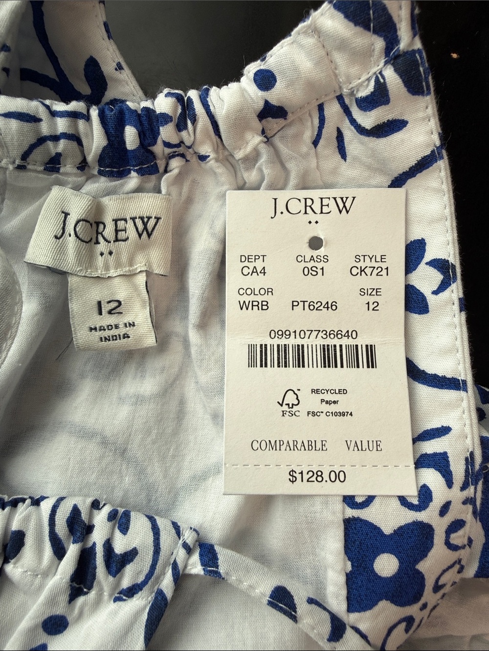 J. Crew Blue and White Patterned Halter Dress - Picture 2 of 8